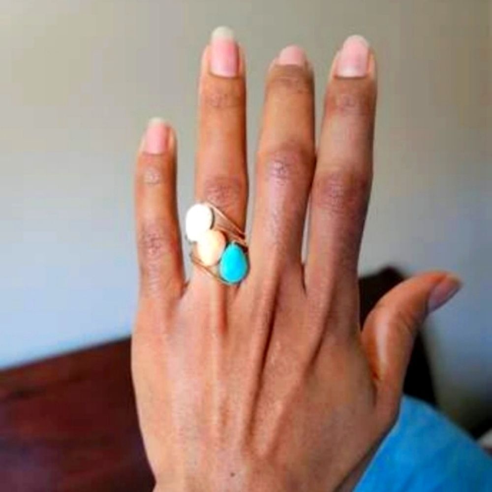Turquoise TEXTURE 3PC RING SET - Picture 9 of 9